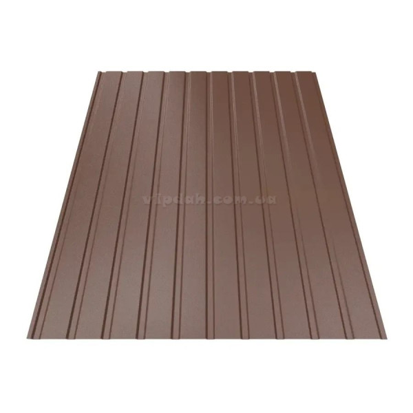 Профнастил двосторонній Т-07 Італія 0,45 мм темно-коричневий 8019 мат розмір під замовлення