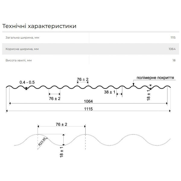 Профнастил хвильовий "Синусоїда" ArcelorMittal Німеччина 0,50мм коричневий 8017 мат розмір під замовлення
