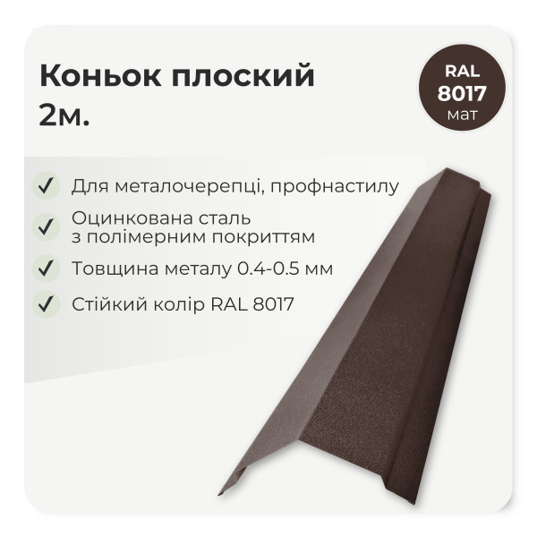 Коньок плоский малий L=2,0м чорний 9005 мат