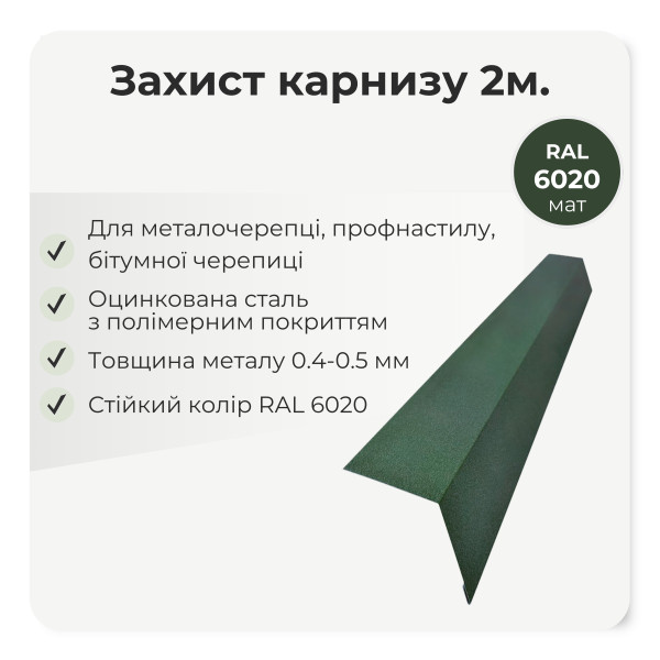 Захист карнизу середній (крапельник) L=2,0м антрацит 7016 мат
