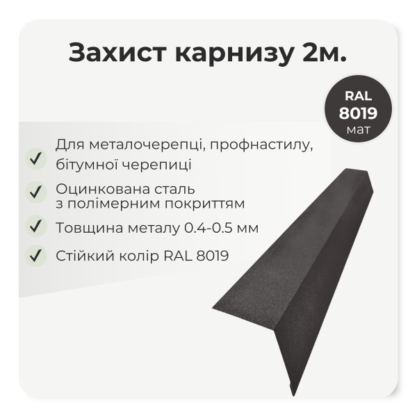 Захист карнизу середній (крапельник) L=2,0м антрацит 7016 мат