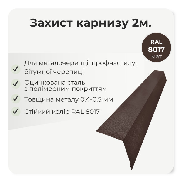 Захист карнизу середній (крапельник) L=2,0м антрацит 7016 мат