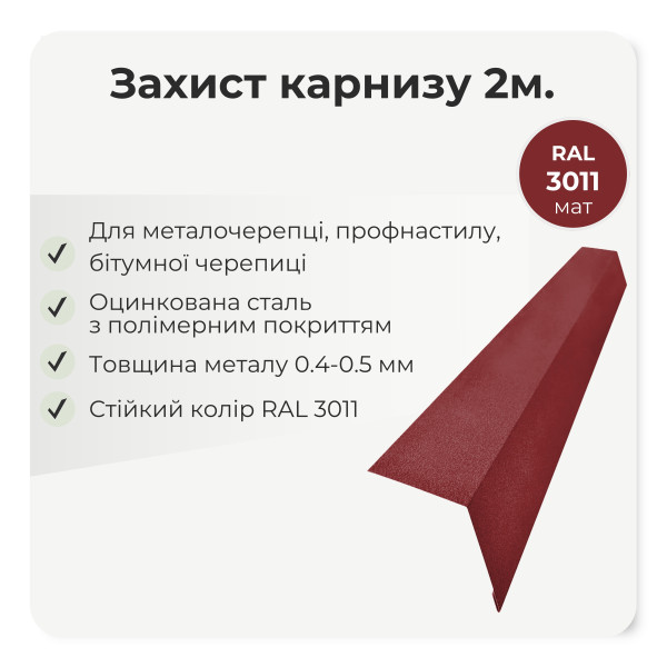 Захист карнизу середній (крапельник) L=2,0м антрацит 7016 мат