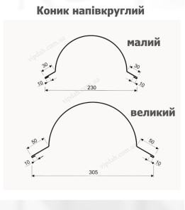 Коньок напівкруглий малий L=2,0м теракотовий 8004 мат