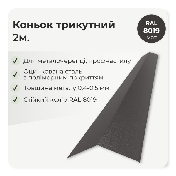 Коньок трикутний великий L=2,0м зелений 6020 мат