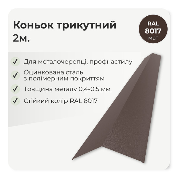 Коньок трикутний великий L=2,0м зелений 6020 мат