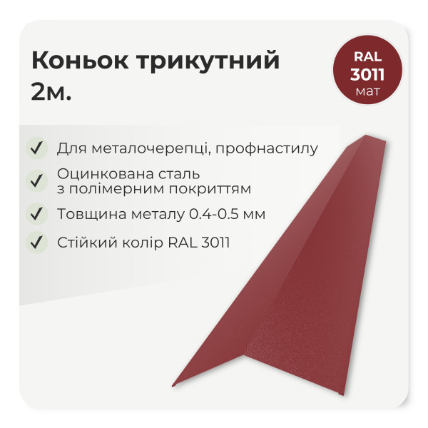 Коньок трикутний великий L=2,0м зелений 6020 мат