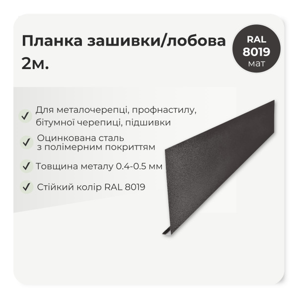Планка зашивки/лобова велика L=2,0м антрацит 7016 мат