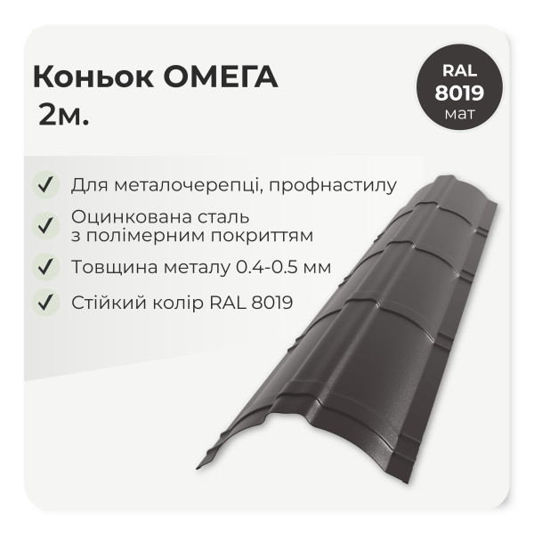 Коньок фігурний "Омега" L=2,0м антрацит 7016 мат