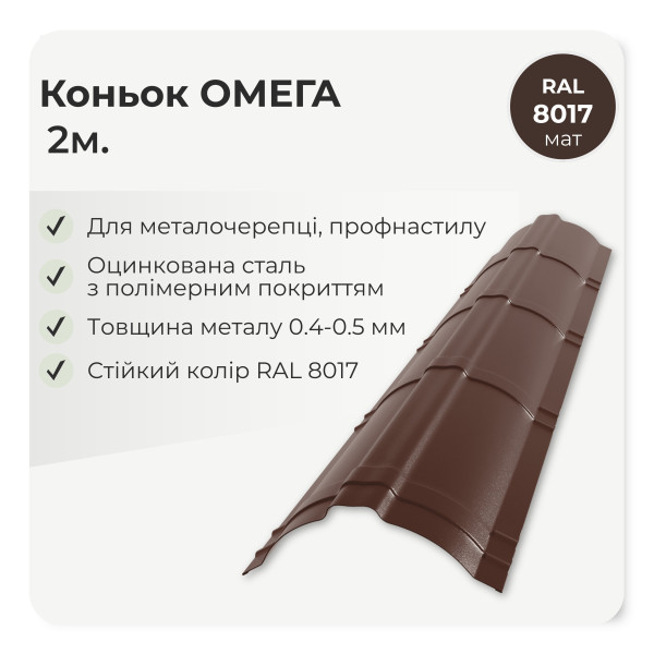 Коньок фігурний "Омега" L=2,0м антрацит 7016 мат