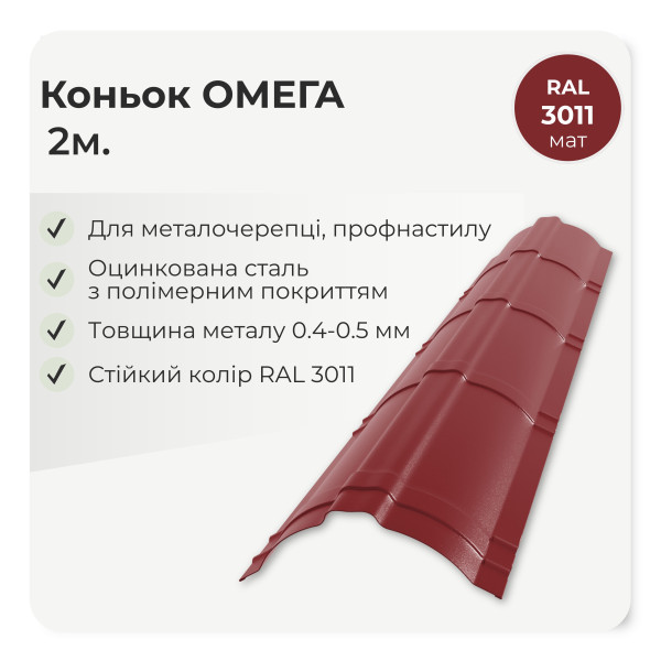 Коньок фігурний "Омега" L=2,0м антрацит 7016 мат
