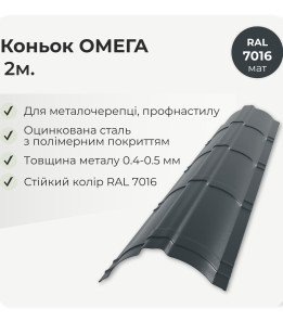 Конек фигурный "Омега" L=2,0м антрацит 7016 мат