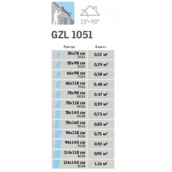 Velux Стандарт GZL 1051 з дерева ручка зверху