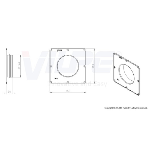 Фланец наружной вентиляционной решетки Vilpe 240х240