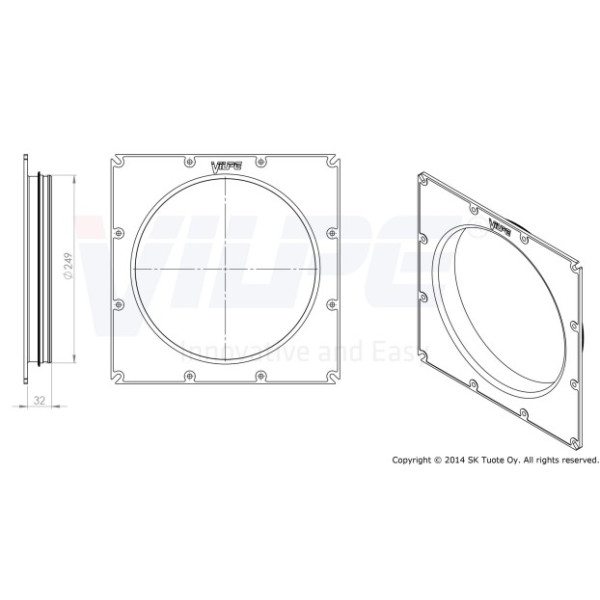 Фланець зовнішньої вентиляційної решітки Vilpe 375х375