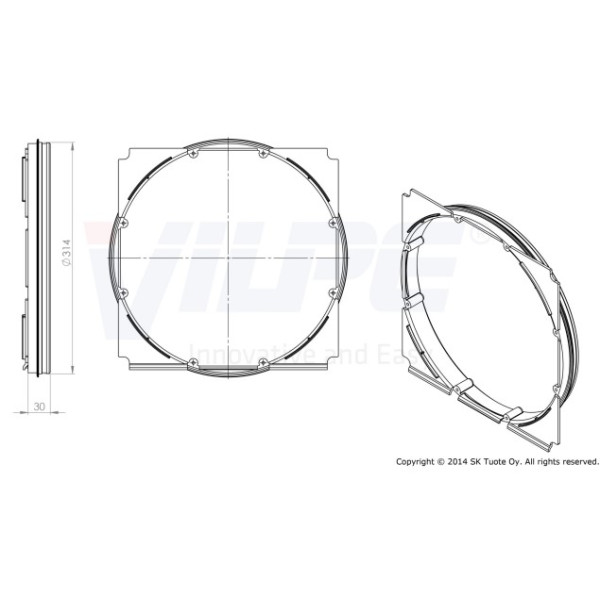 Фланець зовнішньої вентиляційної решітки Vilpe 375х375