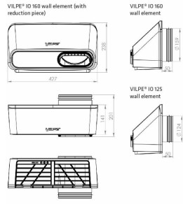 Стіновий припливно-витяжний елемент Vilpe IO 125 Червоний
