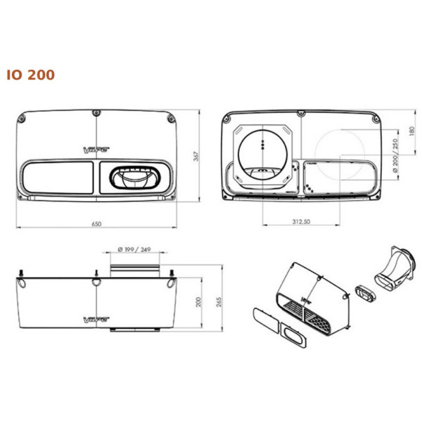 Стіновий припливно-витяжний елемент Vilpe IO 250 Сірий