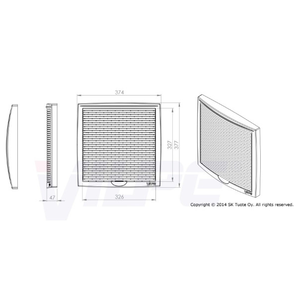 Зовнішня вентиляційна решітка Vilpe 375х375 Бежевий