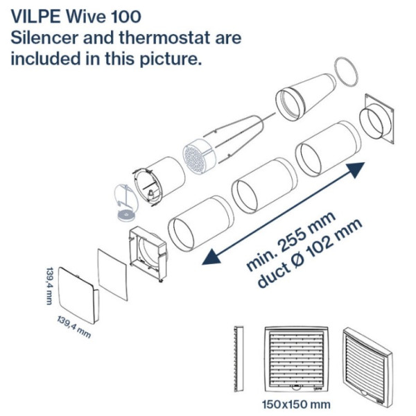 Змінний фільтр припливного клапана Vilpe Wive 100