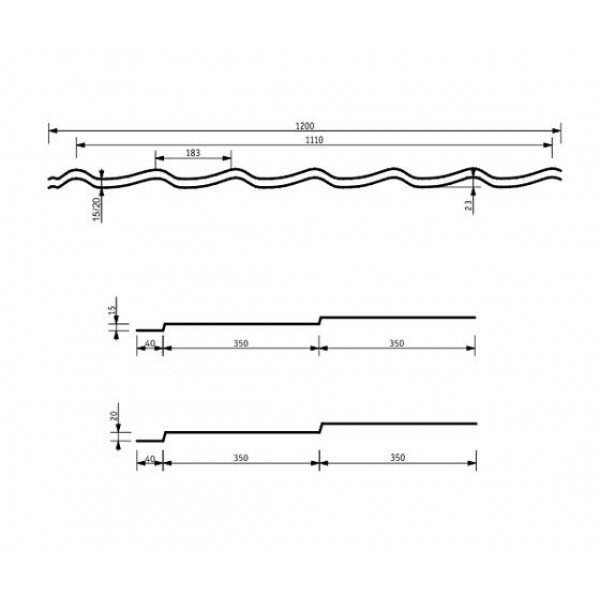 Металочерепиця Класика 0,48мм Arcelor Німеччина матова